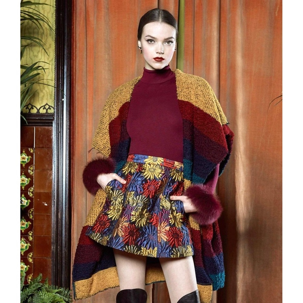 Alice + Olivia Loran Floral Jacquard Mini Skirt 2015 RTW Collection Women's 4